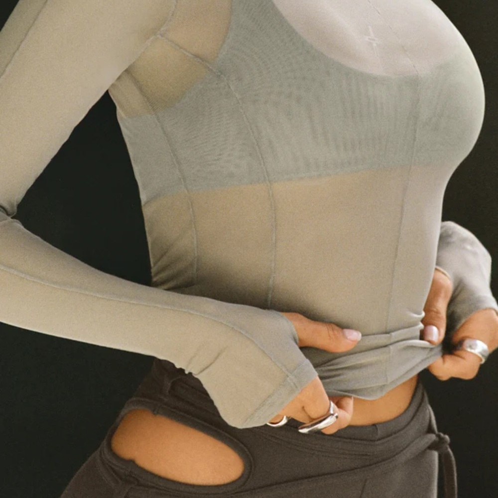 Joah Brown Exposed Seams Long Sleeve Top - Olive